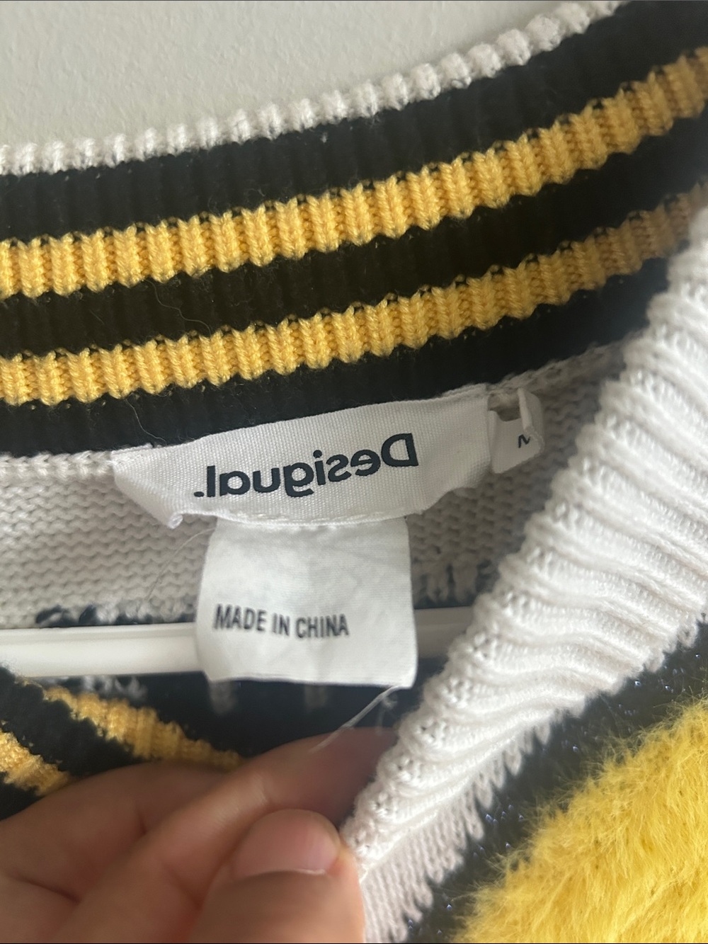 Desigual White Sweater with Yellow Smiley Graphic - Picture 2 of 7